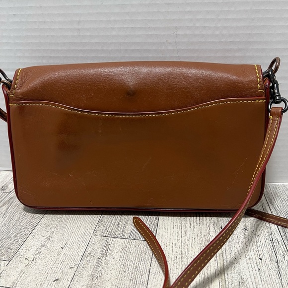 Vintage Coach Legacy Penny Purse Tan Leather Flap Crossbody Turnlock Convertable - Picture 4 of 15